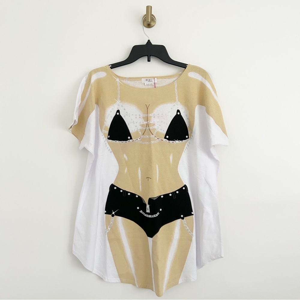 NEW Y2K Style Painted Bikini Body T-Shirt Affliction Style Biker One Size